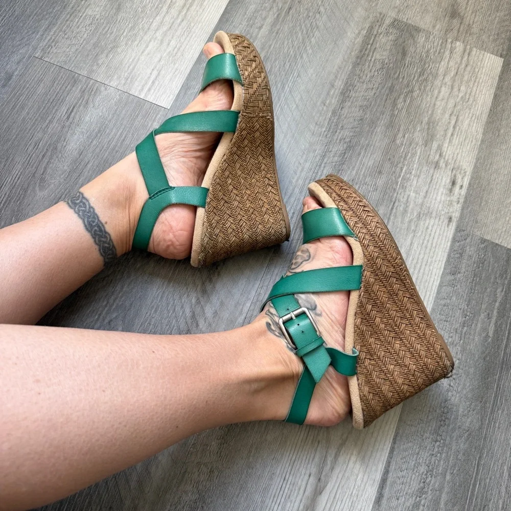 Daytrip Wedge Heel Sandals Women’s 9 Green Jute Used Worn